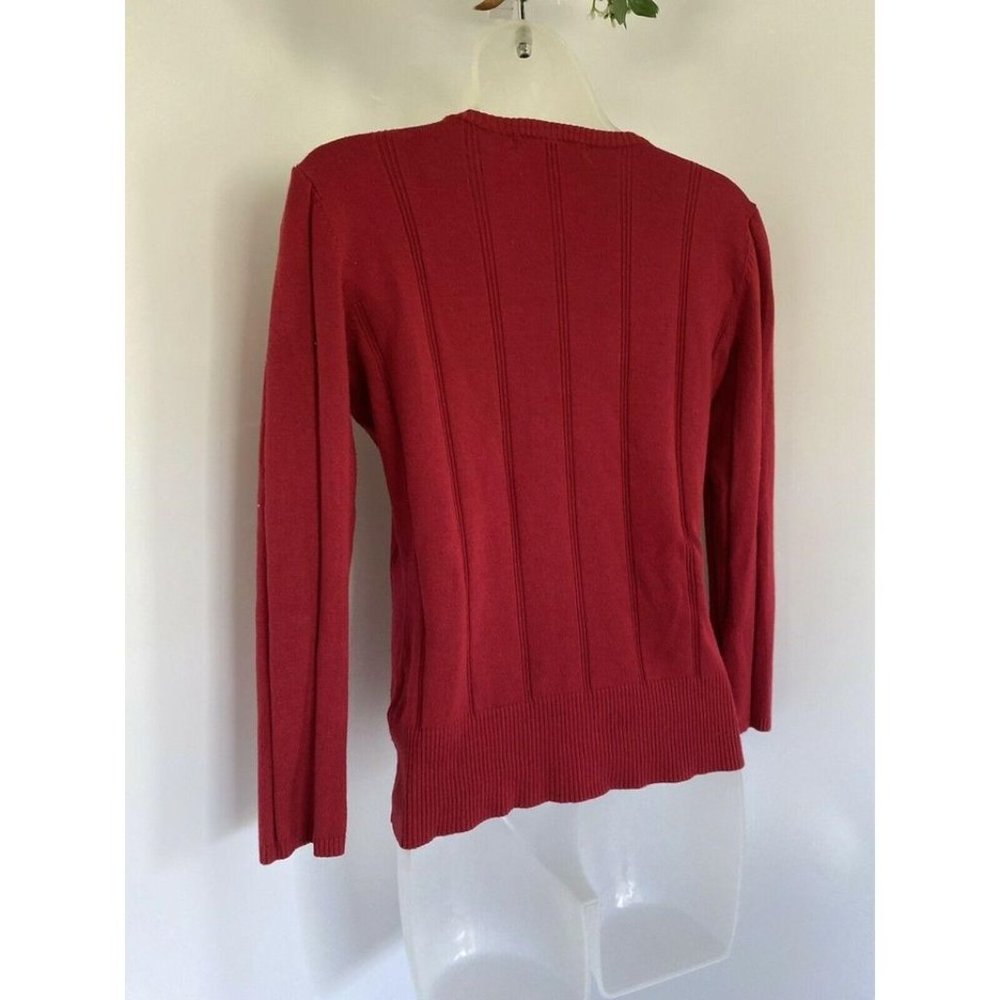Apostrophe Red Sequined Cable Sweater Size Small - Picture 9 of 10